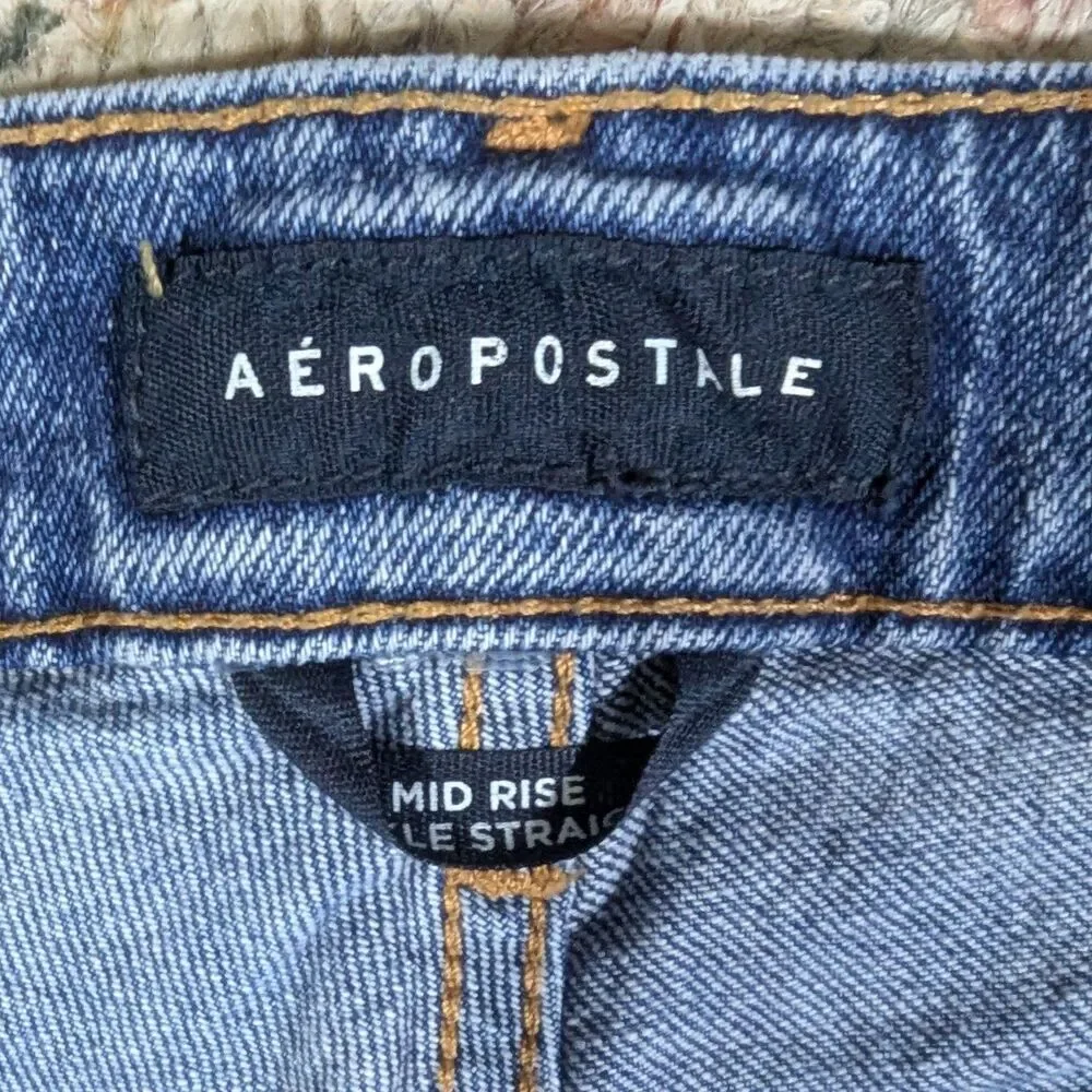 Aeropostale Blue Jeans Womens Size 14 Reg Stretch Denim Mid Rise Ankle Straight - Picture 5 of 10